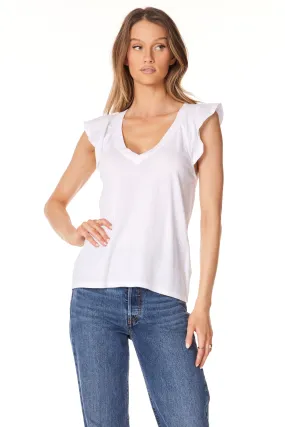 FLUTTER SLEEVE RAGLAN VNECK TEE