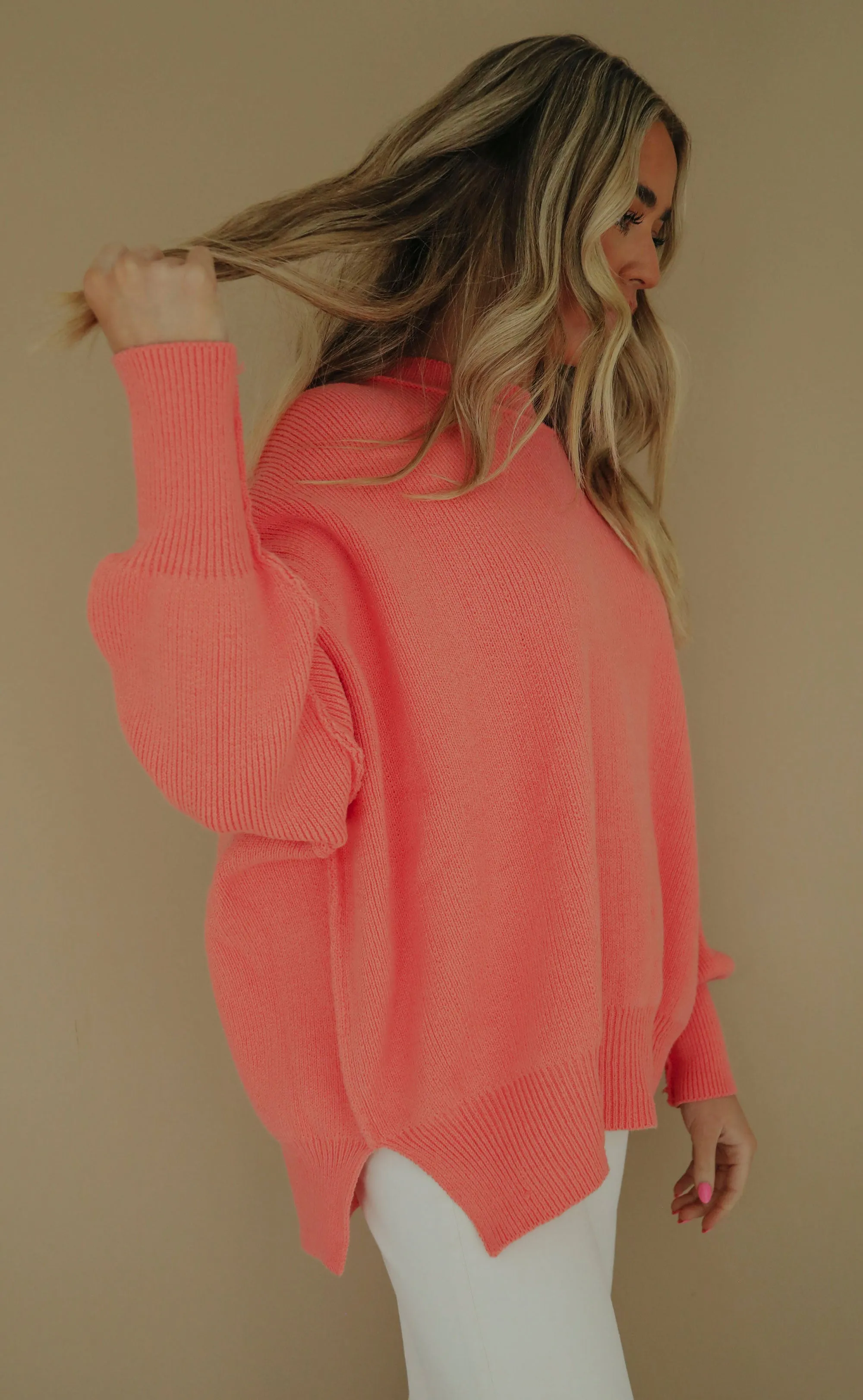 fondest memories sweater - coral