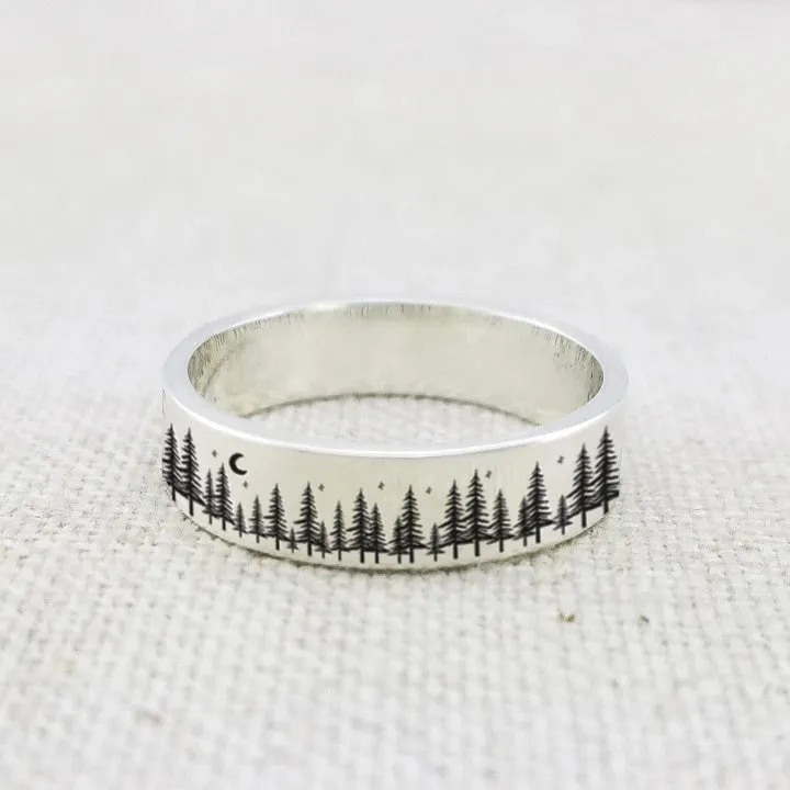 Forest Ring Tree Ring S925 Silver For Nature Lover Gift