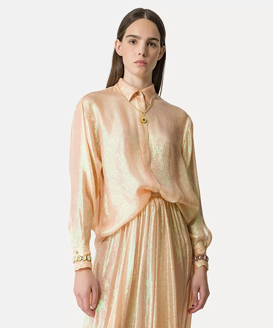 Forte Iridescent Silk Blouse Sorbet