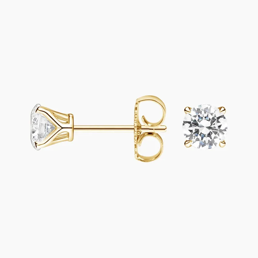 Four Claw Prong Round Diamond Stud Earrings (Setting Only) - DC007