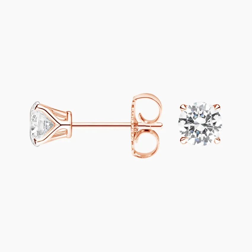 Four Claw Prong Round Diamond Stud Earrings (Setting Only) - DC007