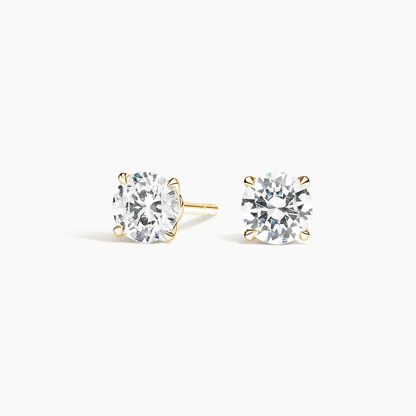 Four Claw Prong Round Diamond Stud Earrings (Setting Only) - DC007