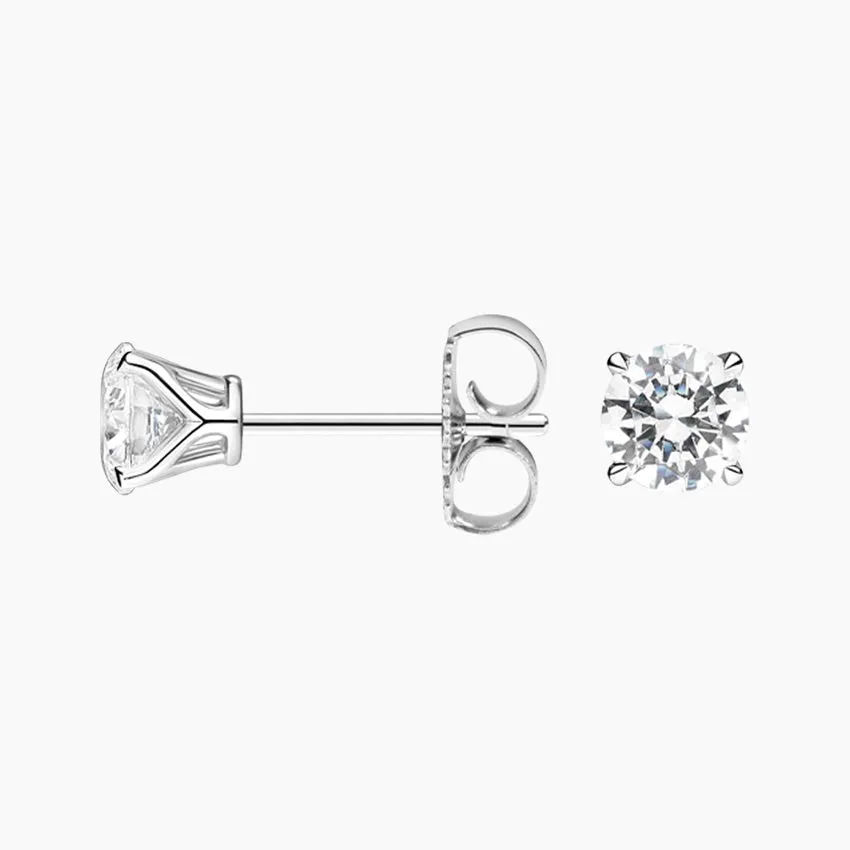 Four Claw Prong Round Diamond Stud Earrings (Setting Only) - DC007