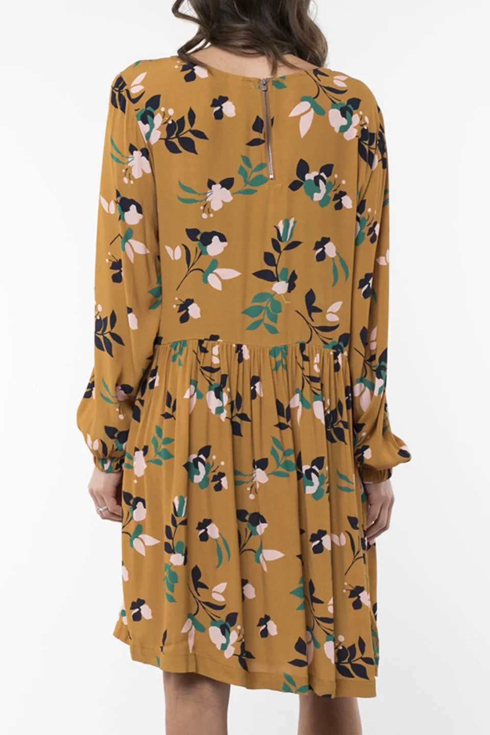 Freesia LS Floral Marigold Dress