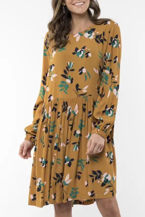 Freesia LS Floral Marigold Dress