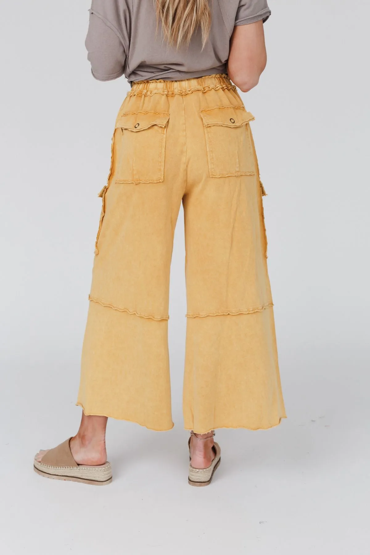 Game On Cargo Wide Leg Pant - Mustard