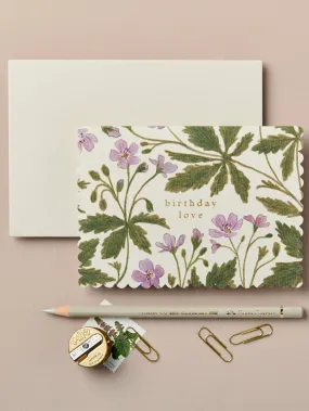 Geranium Birthday Love Card