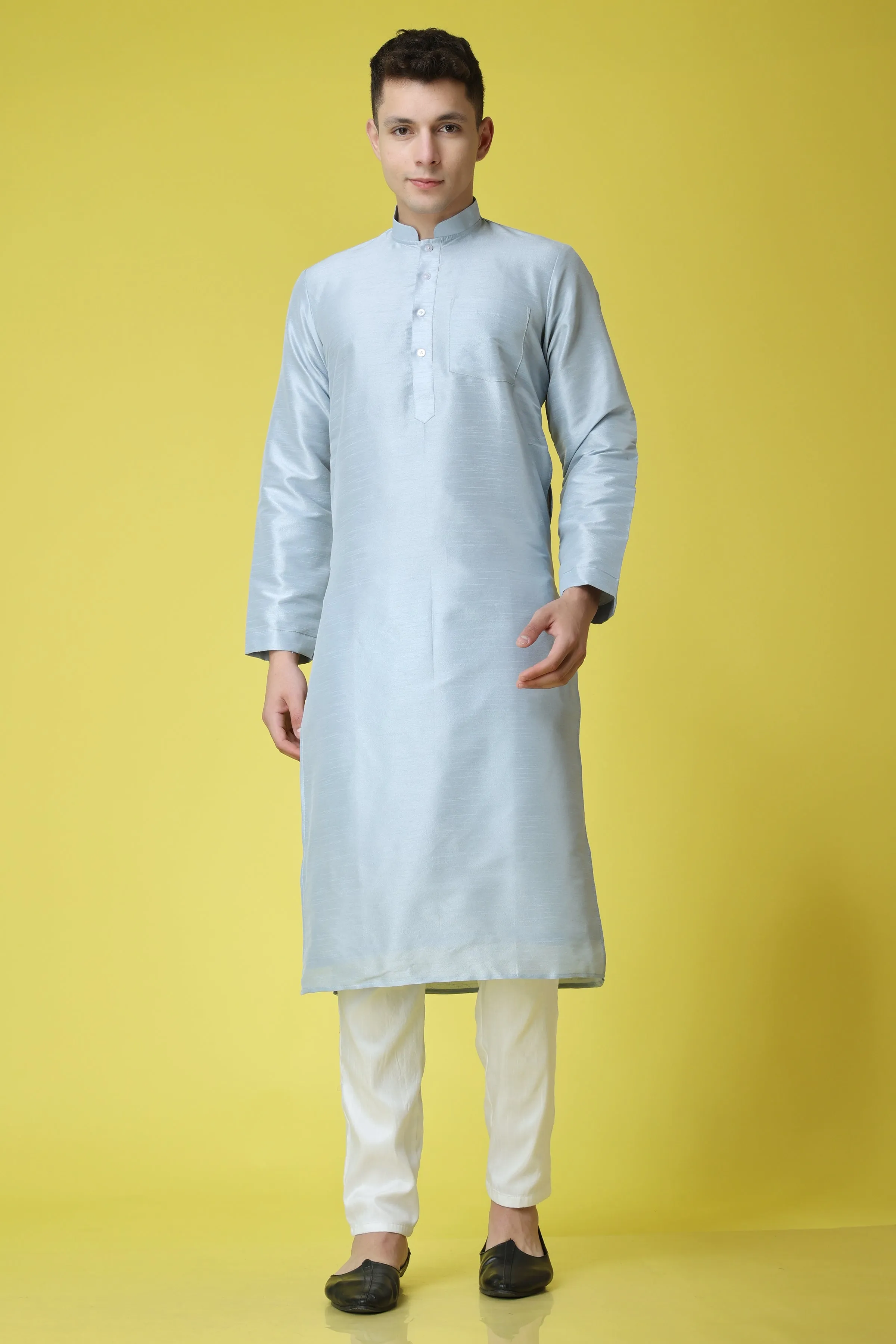 Glossy Blue Kurta Jacket Set