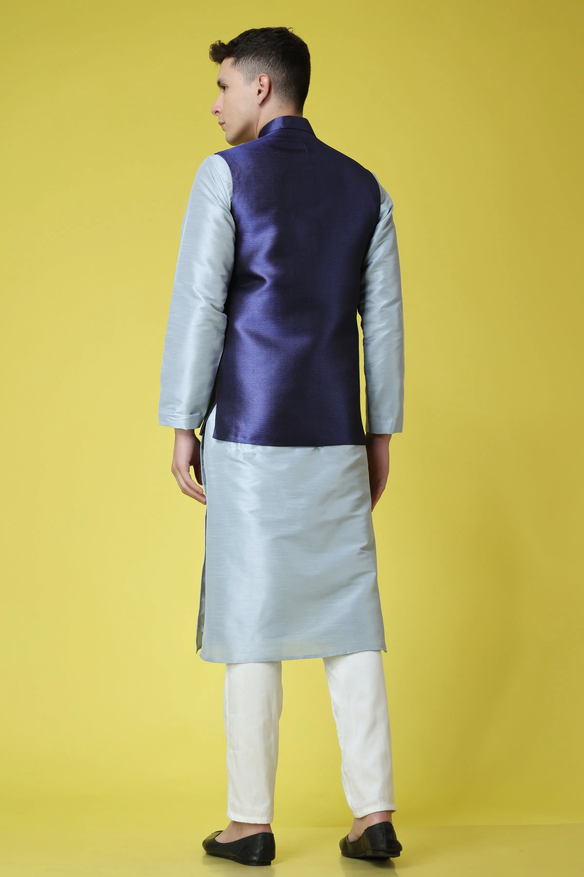 Glossy Blue Kurta Jacket Set