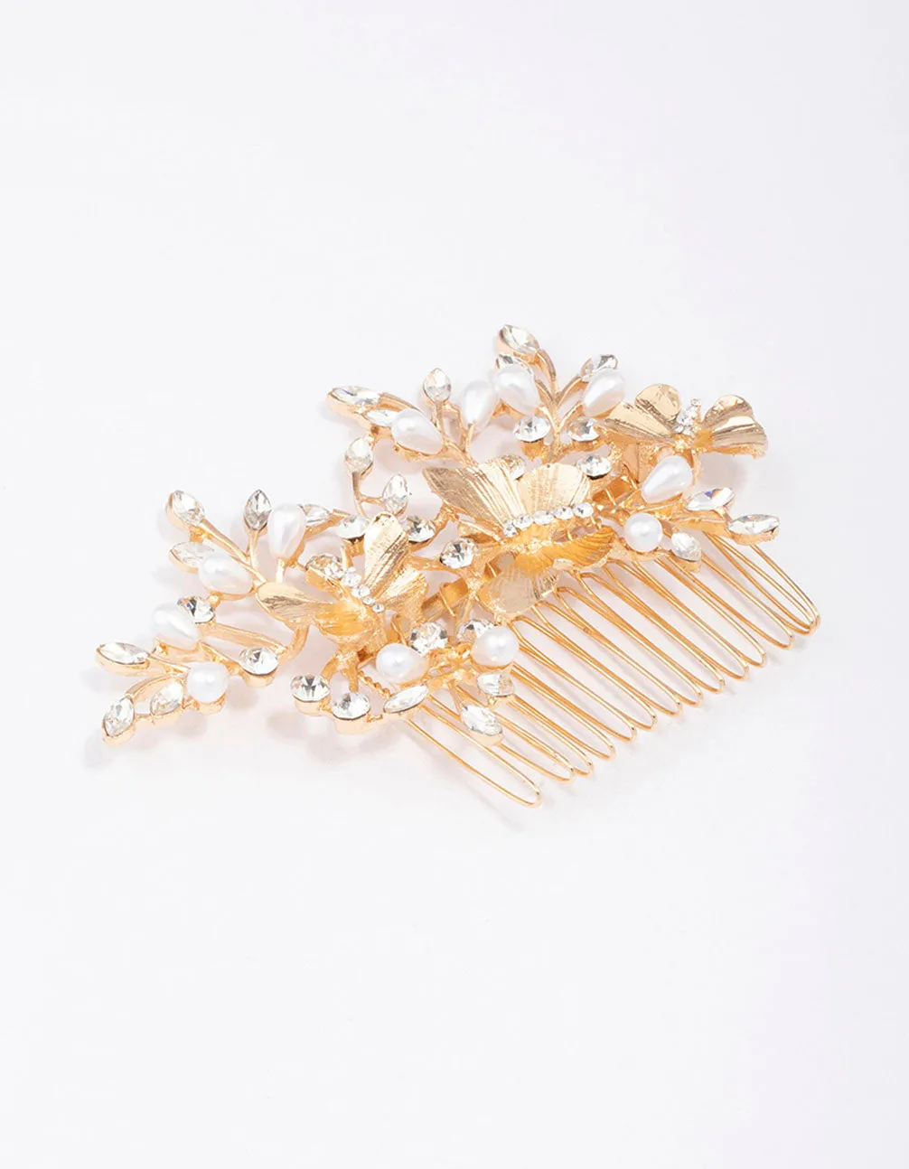 Gold Forest Butterfly Hair Comb