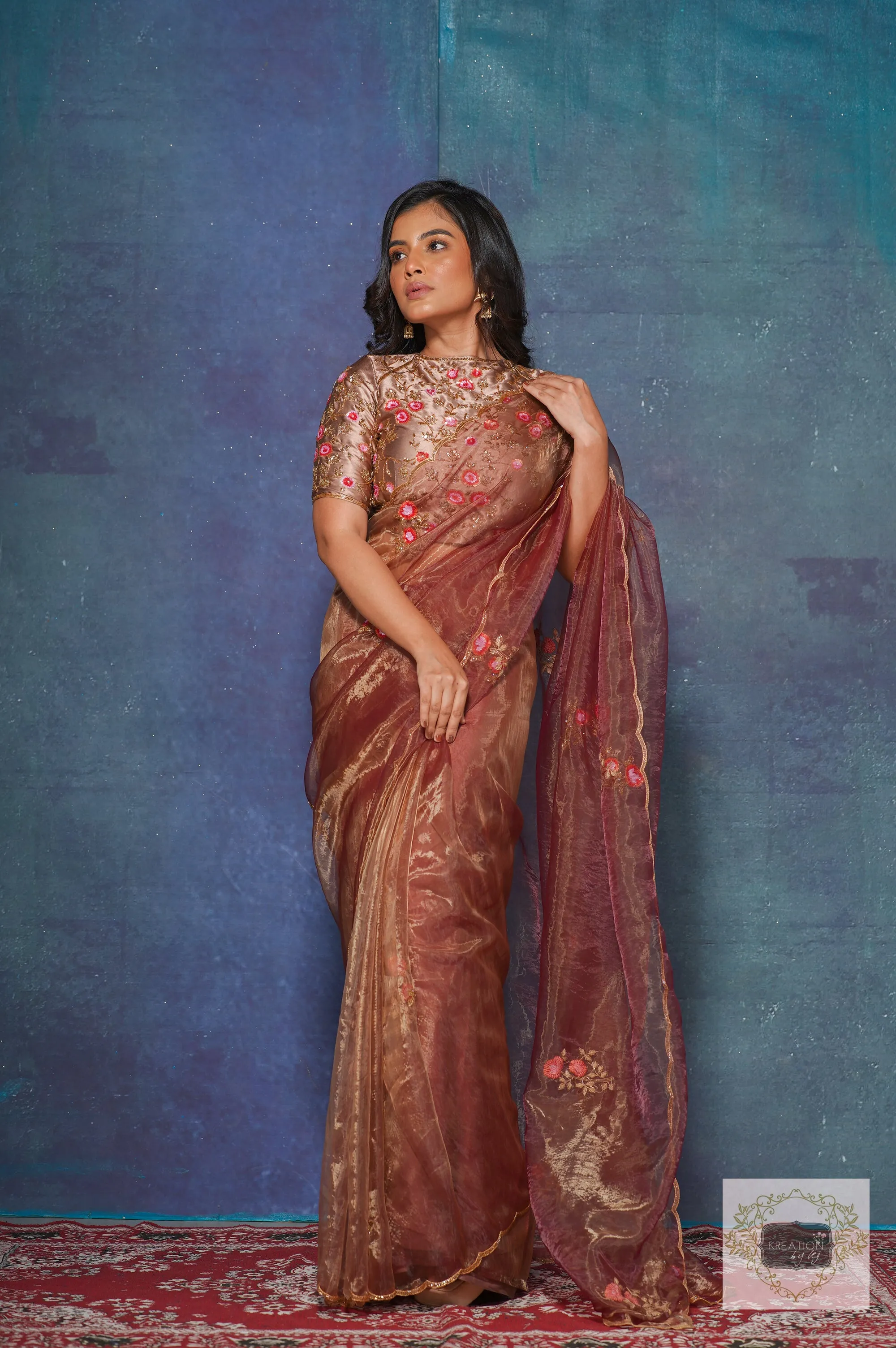 Golden Chocolate Remember the Rose Saree