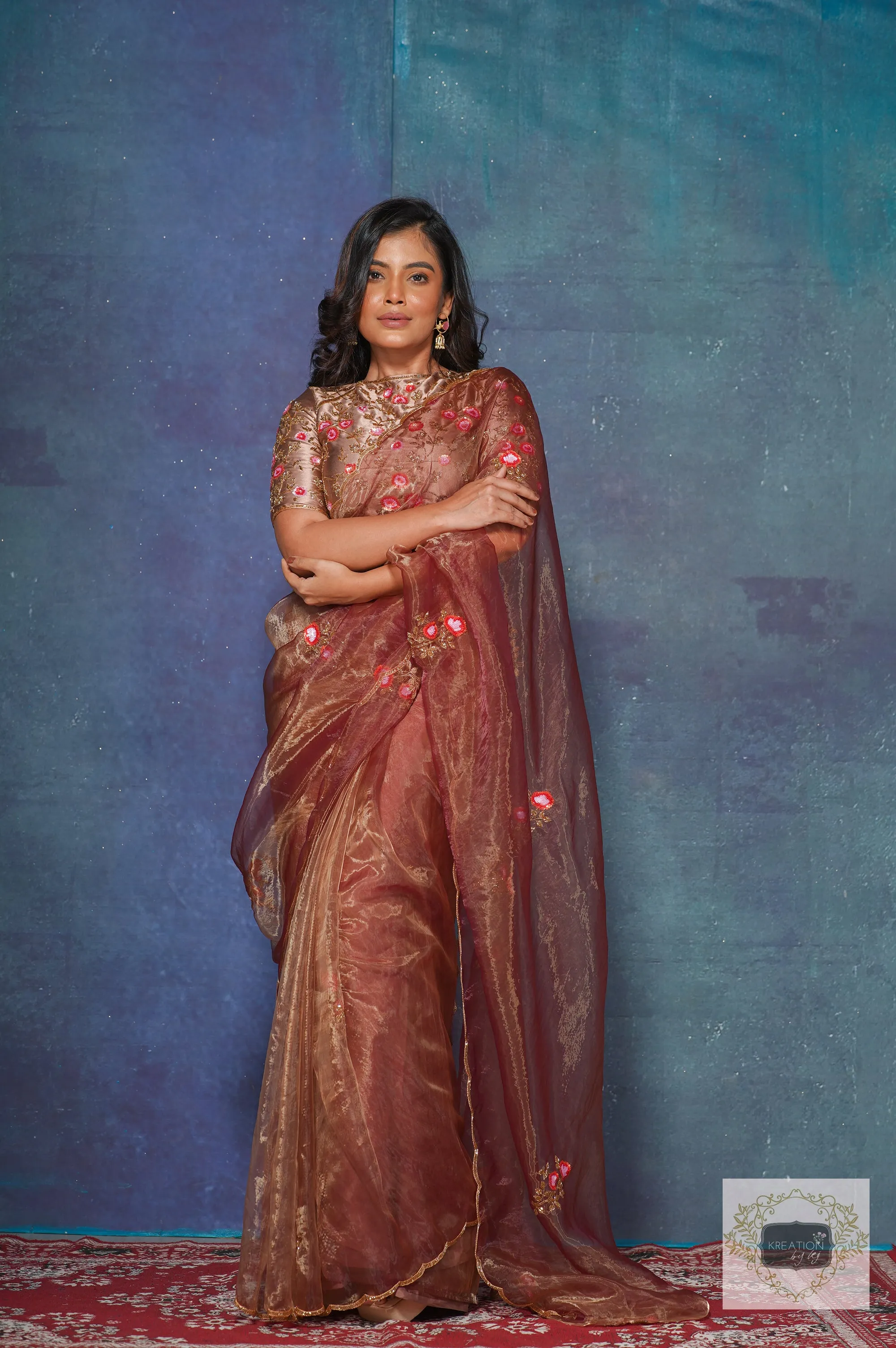 Golden Chocolate Remember the Rose Saree