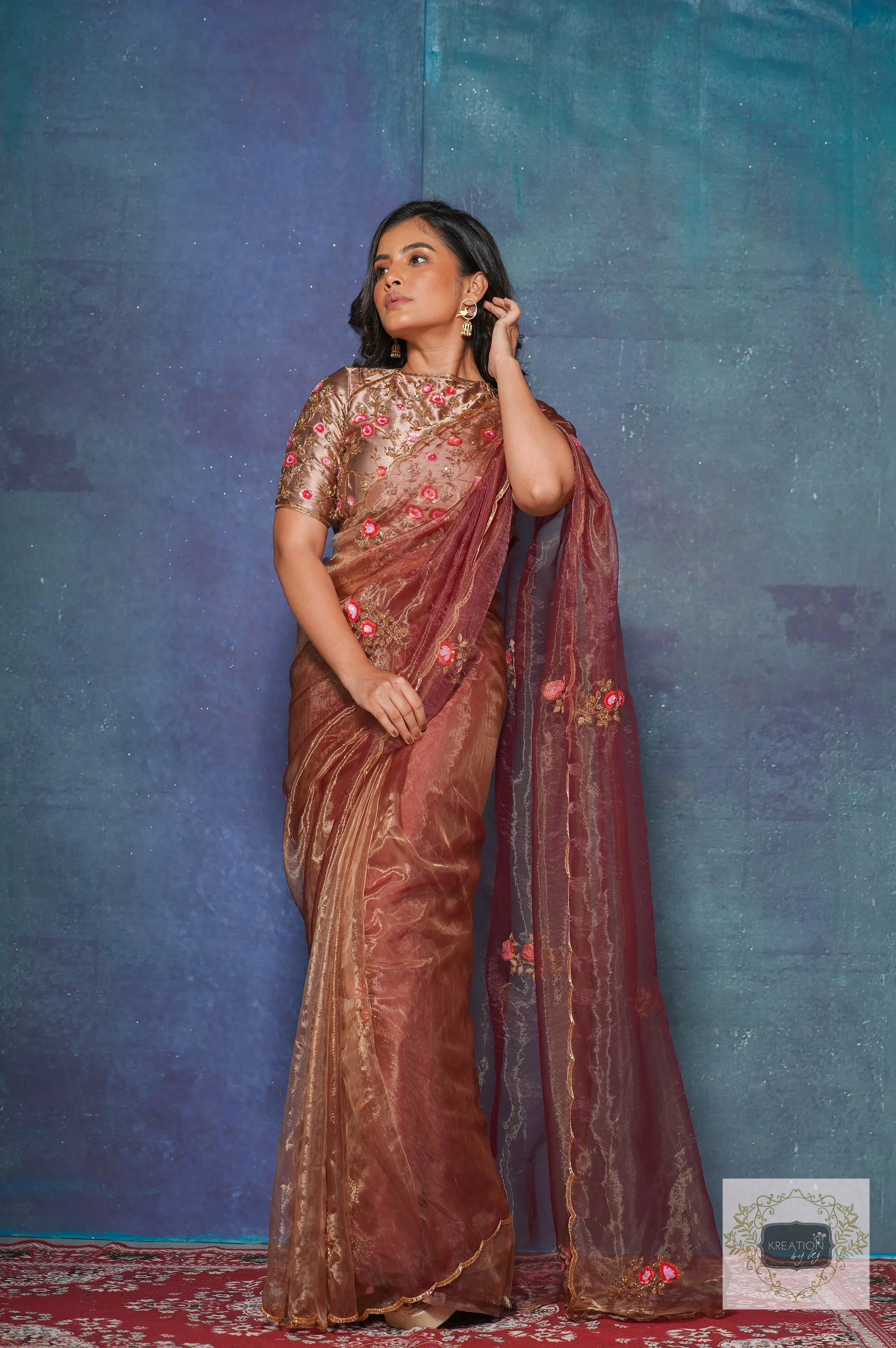 Golden Chocolate Remember the Rose Saree