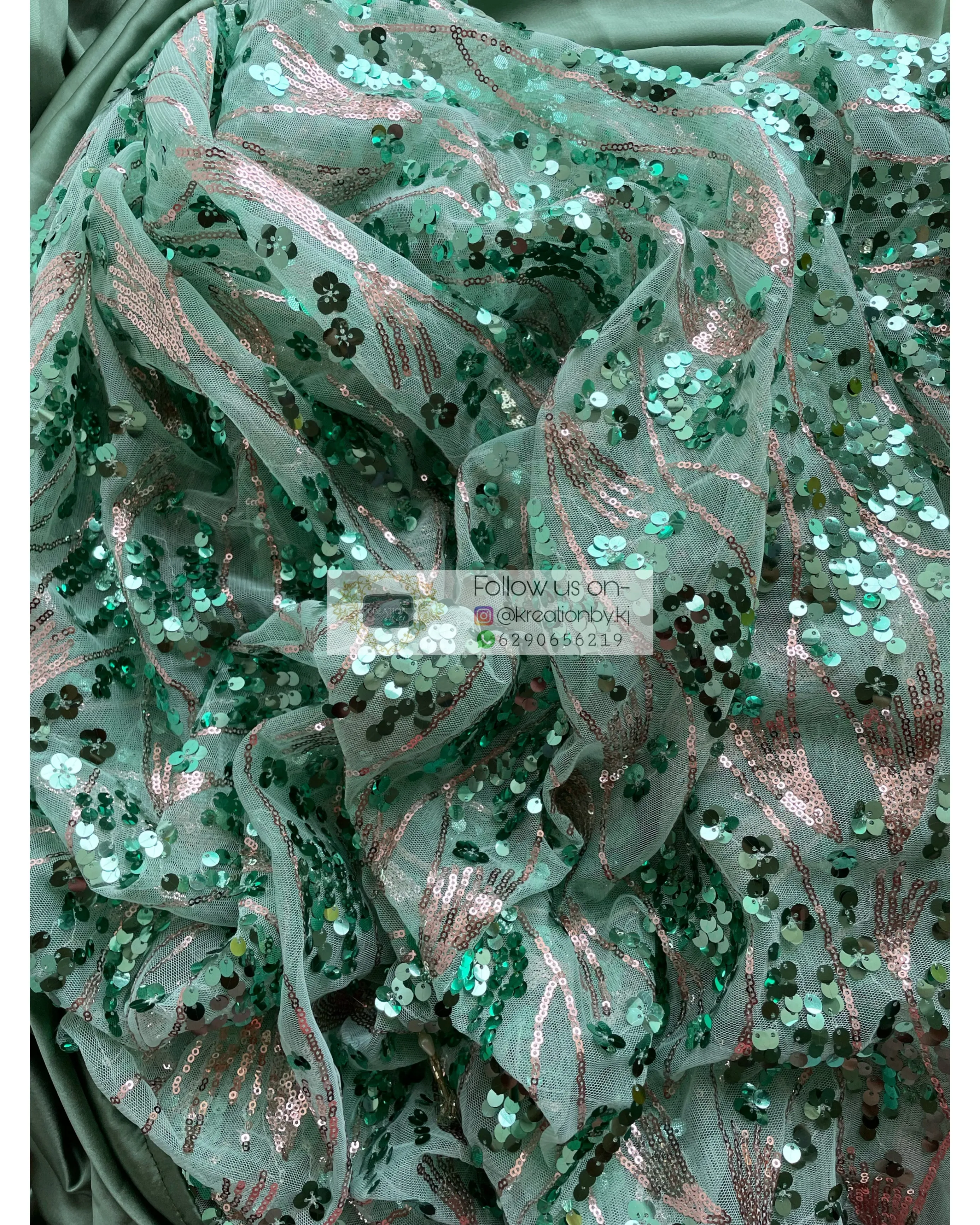 Green Mermaid Sequins Saree