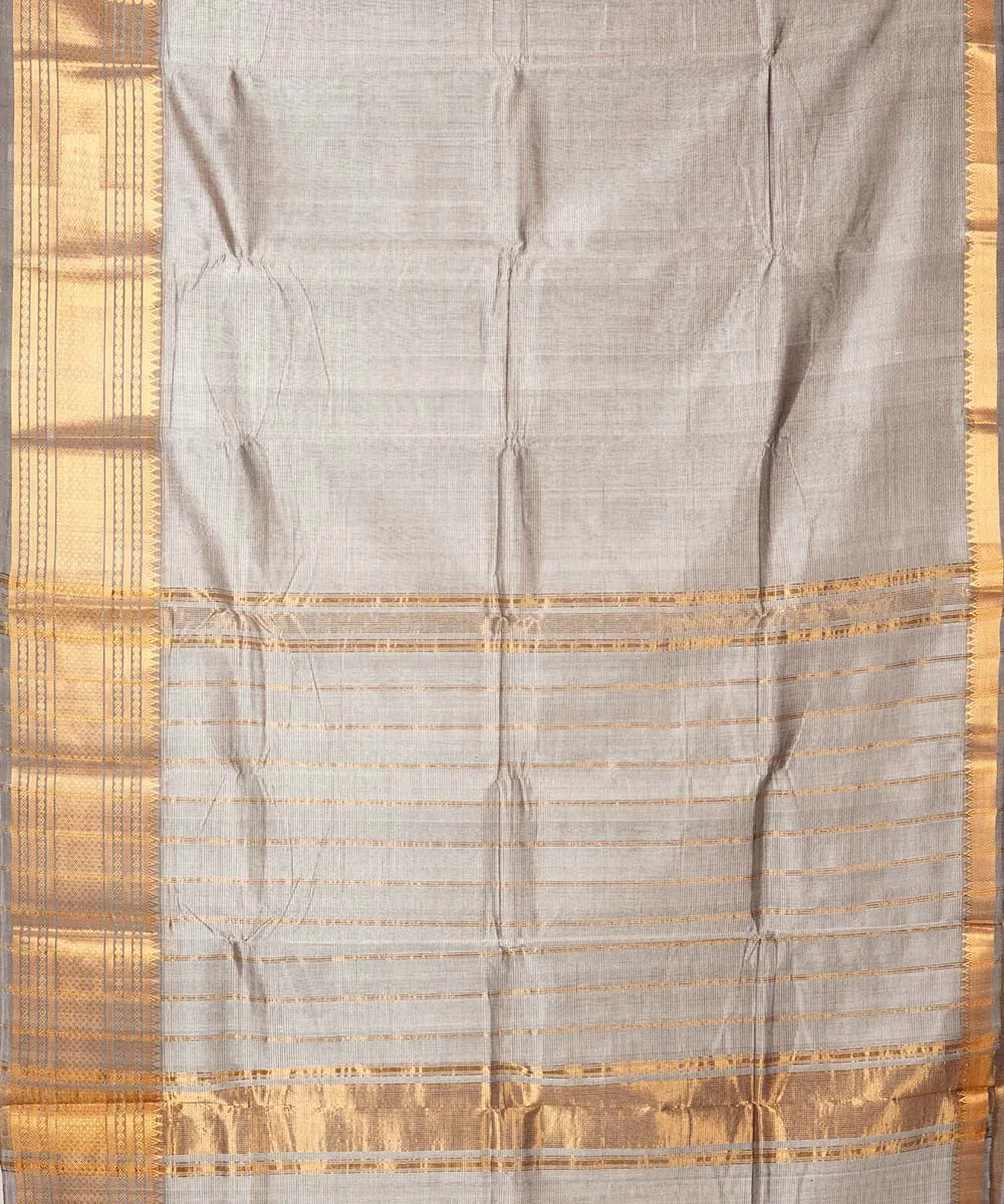 Grey handwoven mangalagiri cotton silk saree