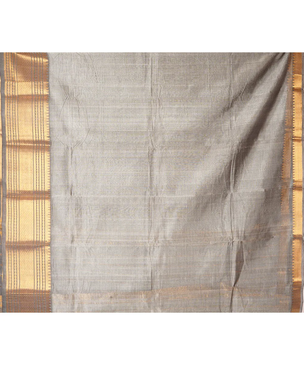 Grey handwoven mangalagiri cotton silk saree