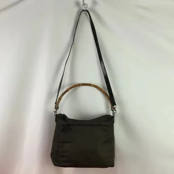 Gucci Olive Nylon w Bamboo Handle Bag