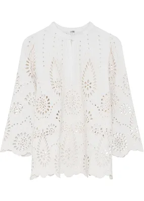 Gustav Janvi Embroidery Anglaise Shirt 52636 Blondebluse - Classic White