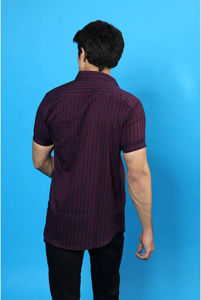 Half Shirt for Men - Men Casual Red Lining Shirt - Buy Now