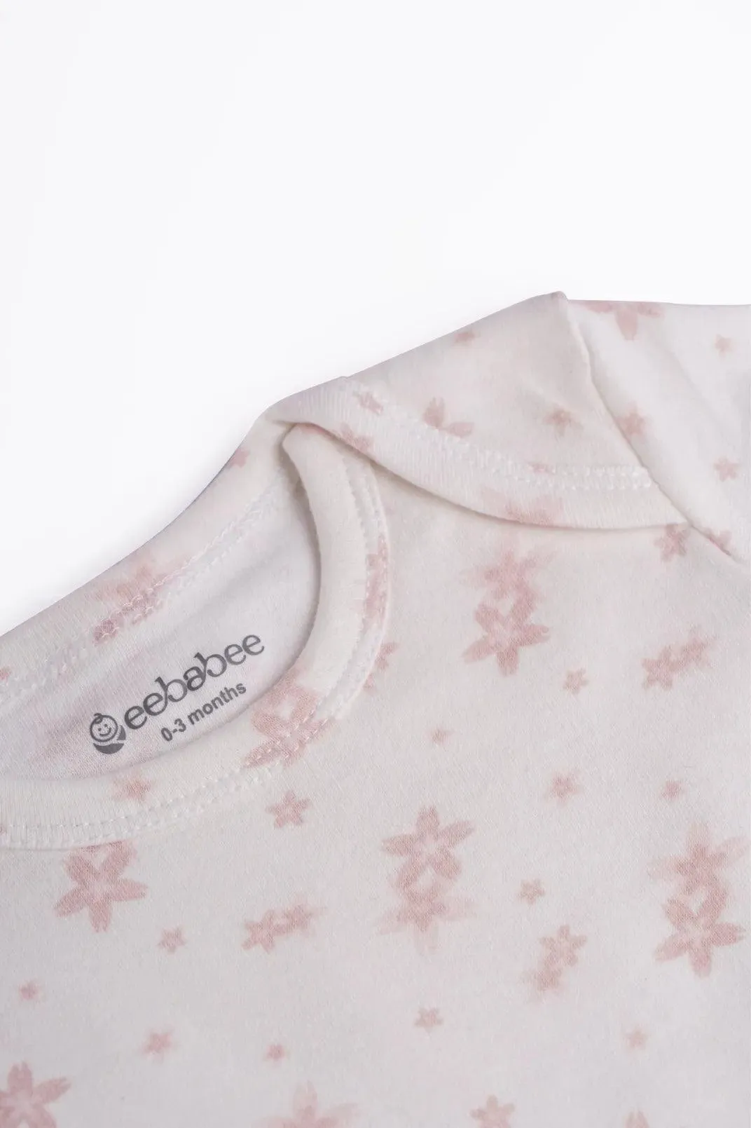 Half sleeve star pattern in soft pink bodysuit  for baby