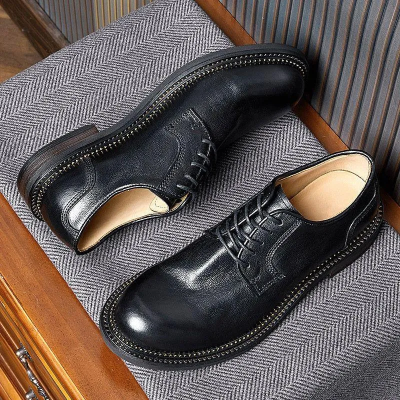 Handmade Retro Leather Oxfords - Men's Casual Shoes QD1245