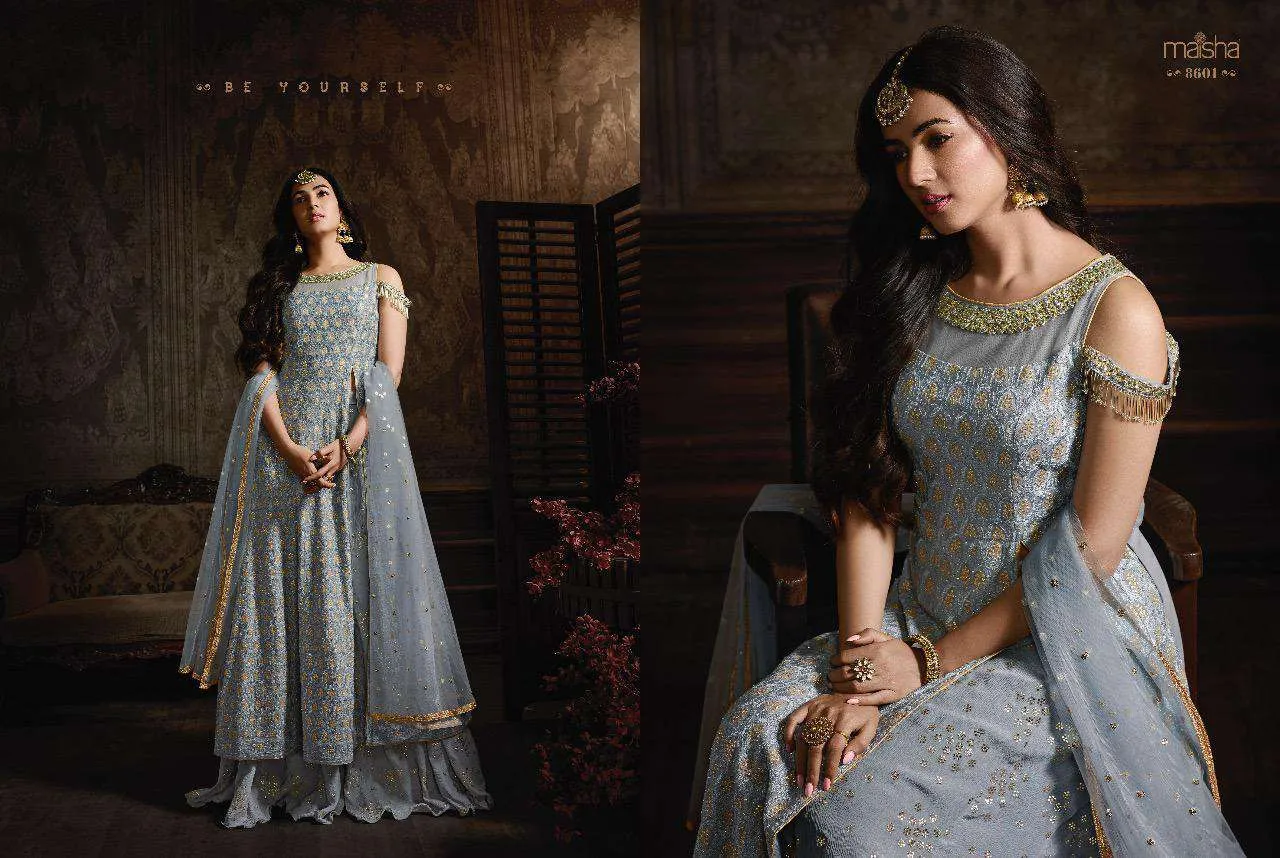 Heavy Designer Embroidered Georgette Party Wear Suit 8601