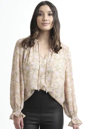 Honey LS Champagne Floral Blouse