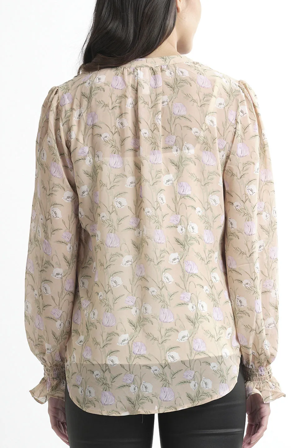 Honey LS Champagne Floral Blouse