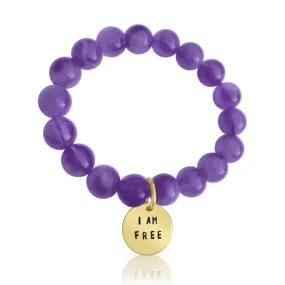 I am Free Affirmation Bracelet with Amethyst to Encourage You to Try New Things