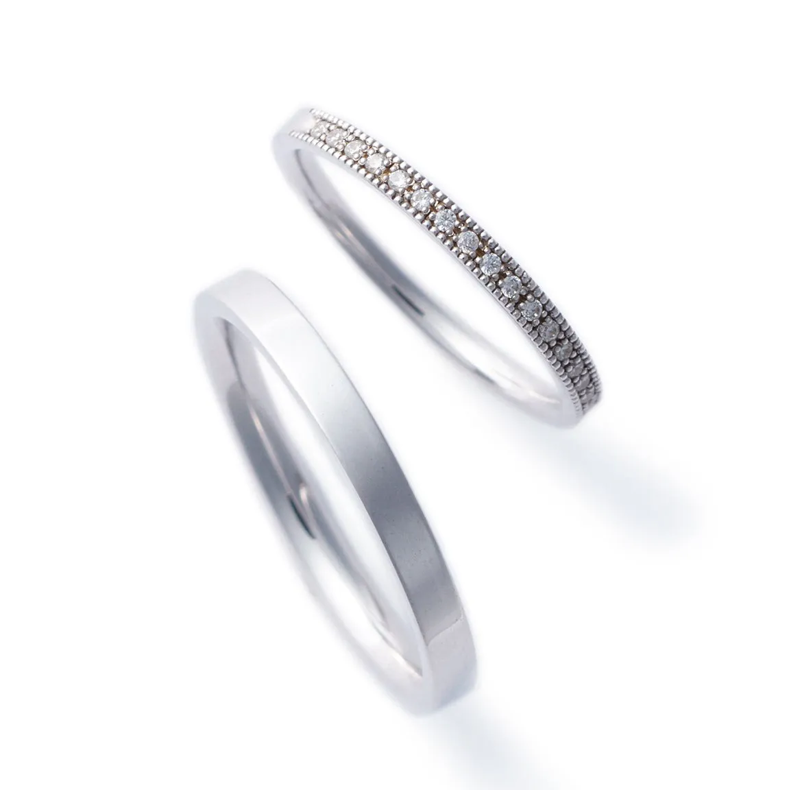 Japanese Style Eternity Couple Diamond Wedding Ring Set - WM18