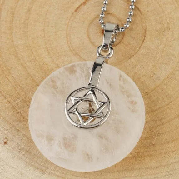 Jewish Hexagram Charms Healing Crystal Necklace