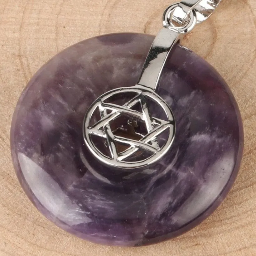 Jewish Hexagram Charms Healing Crystal Necklace