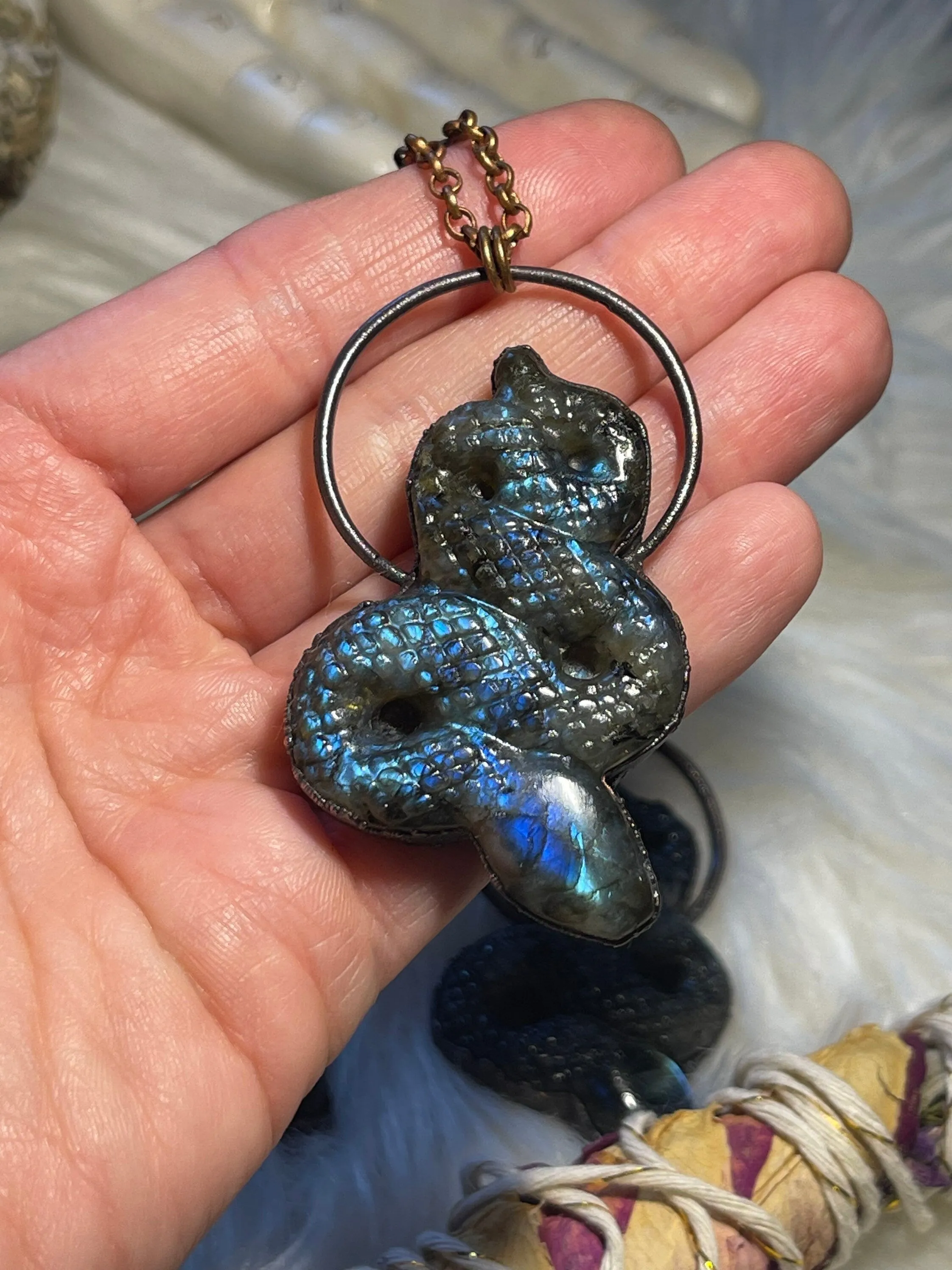 Labradorite snake necklace