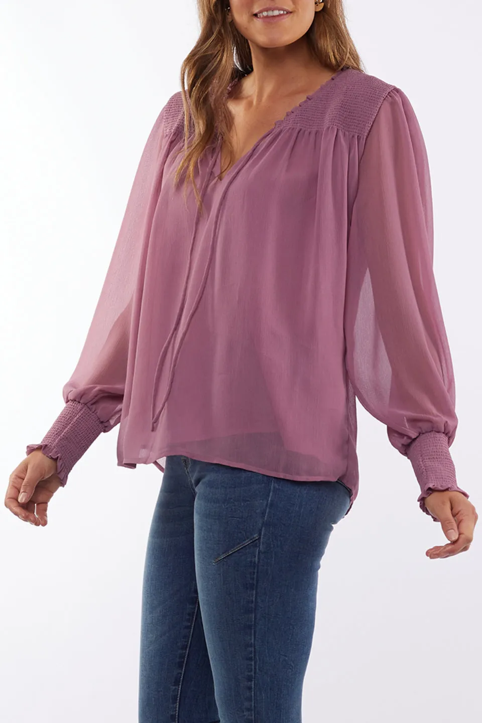 Lauren V Neck Rose Pink Blouse