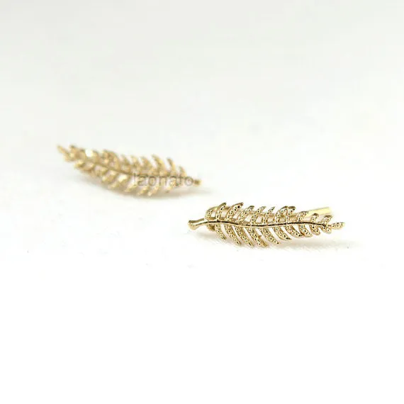 Leaf Ear Climber, pin earrings