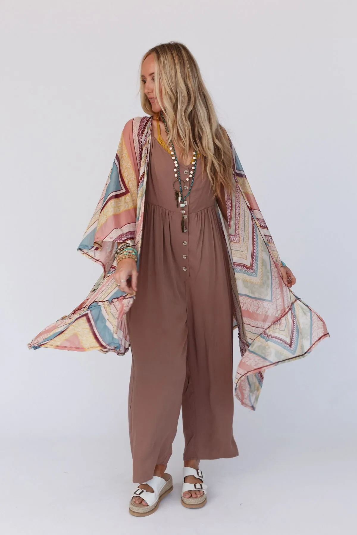 Leilani Ruffle Kimono - Mauve Green