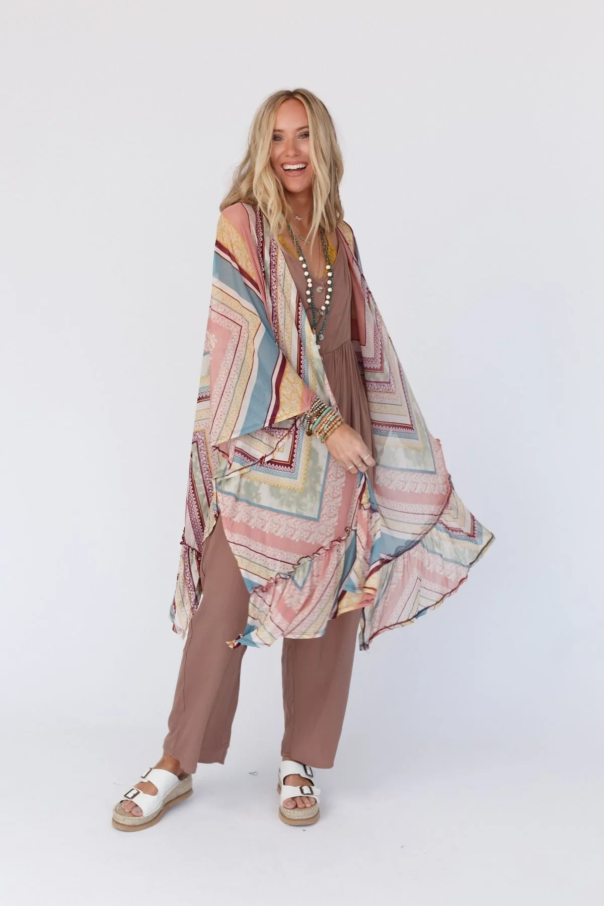 Leilani Ruffle Kimono - Mauve Green