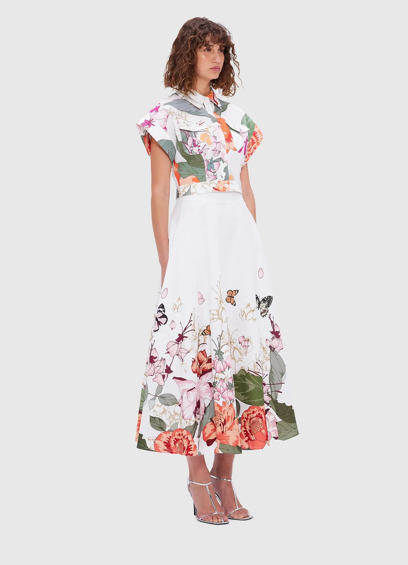 Leo Lin Kalle Top and Irene Skirt - Lush Print in White