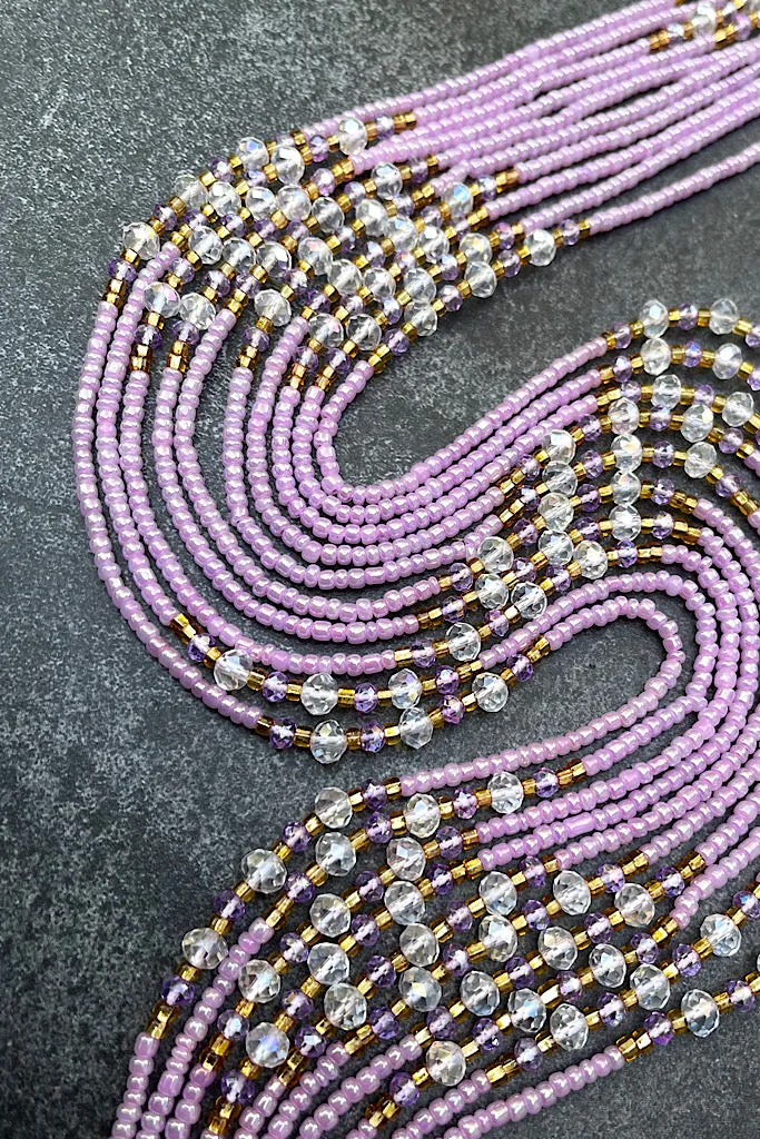 Lilac Dream Tie On Waist Beads