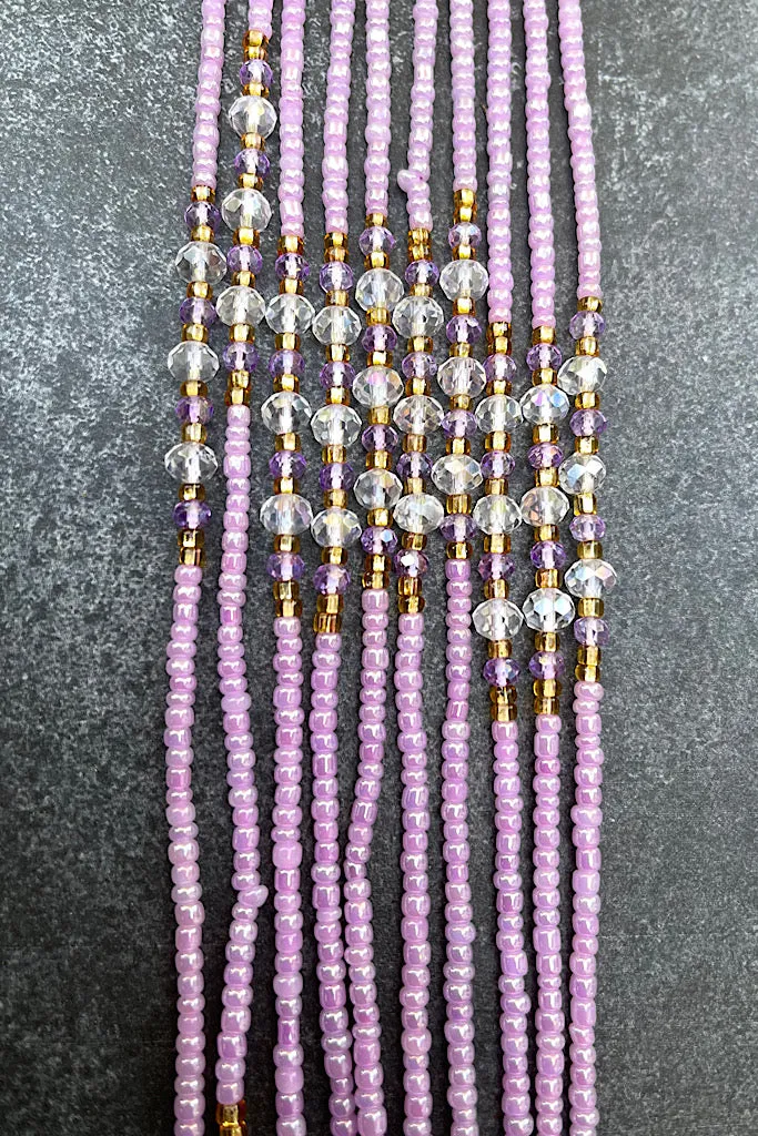 Lilac Dream Tie On Waist Beads