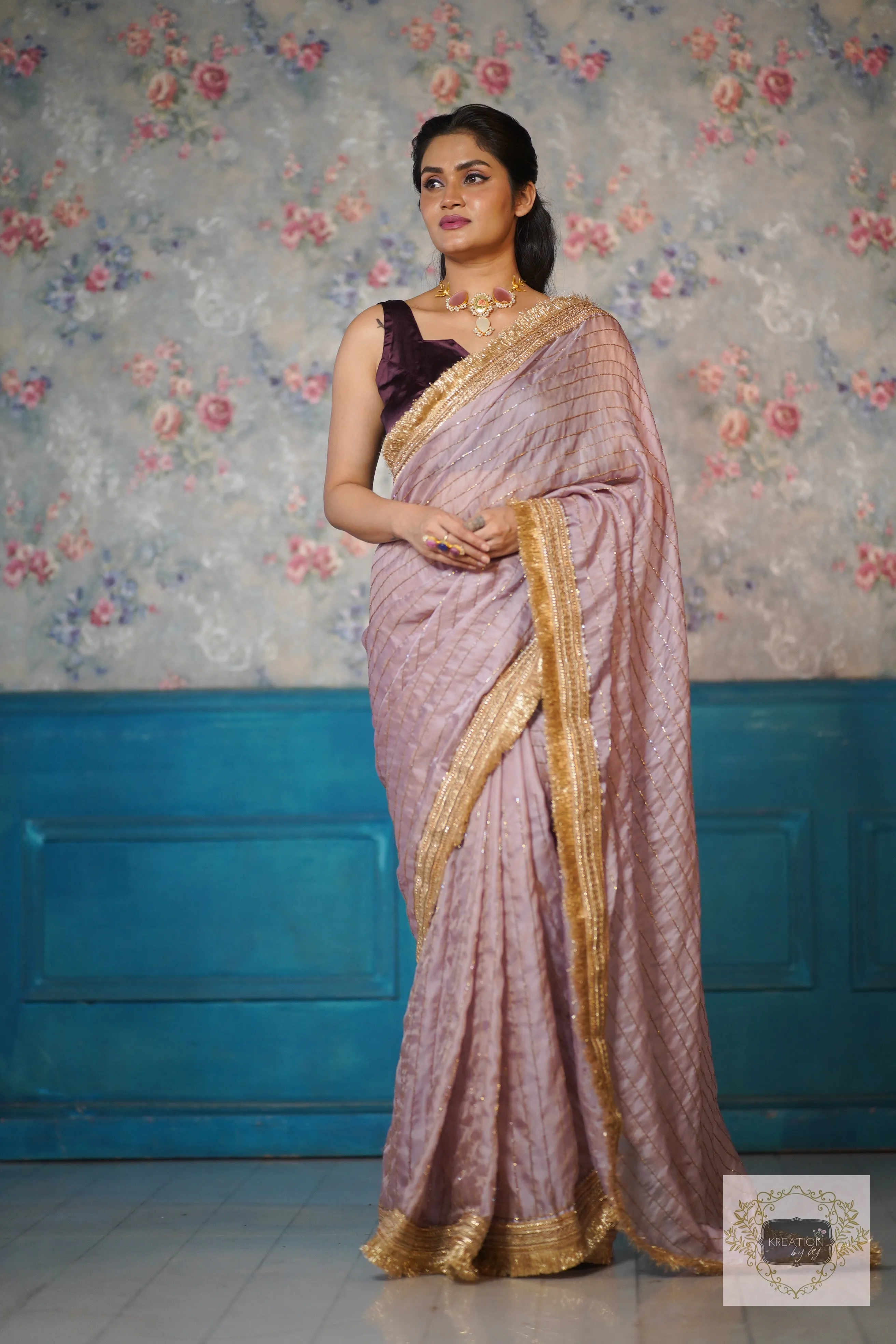 Lilac Noorani Banno Saree