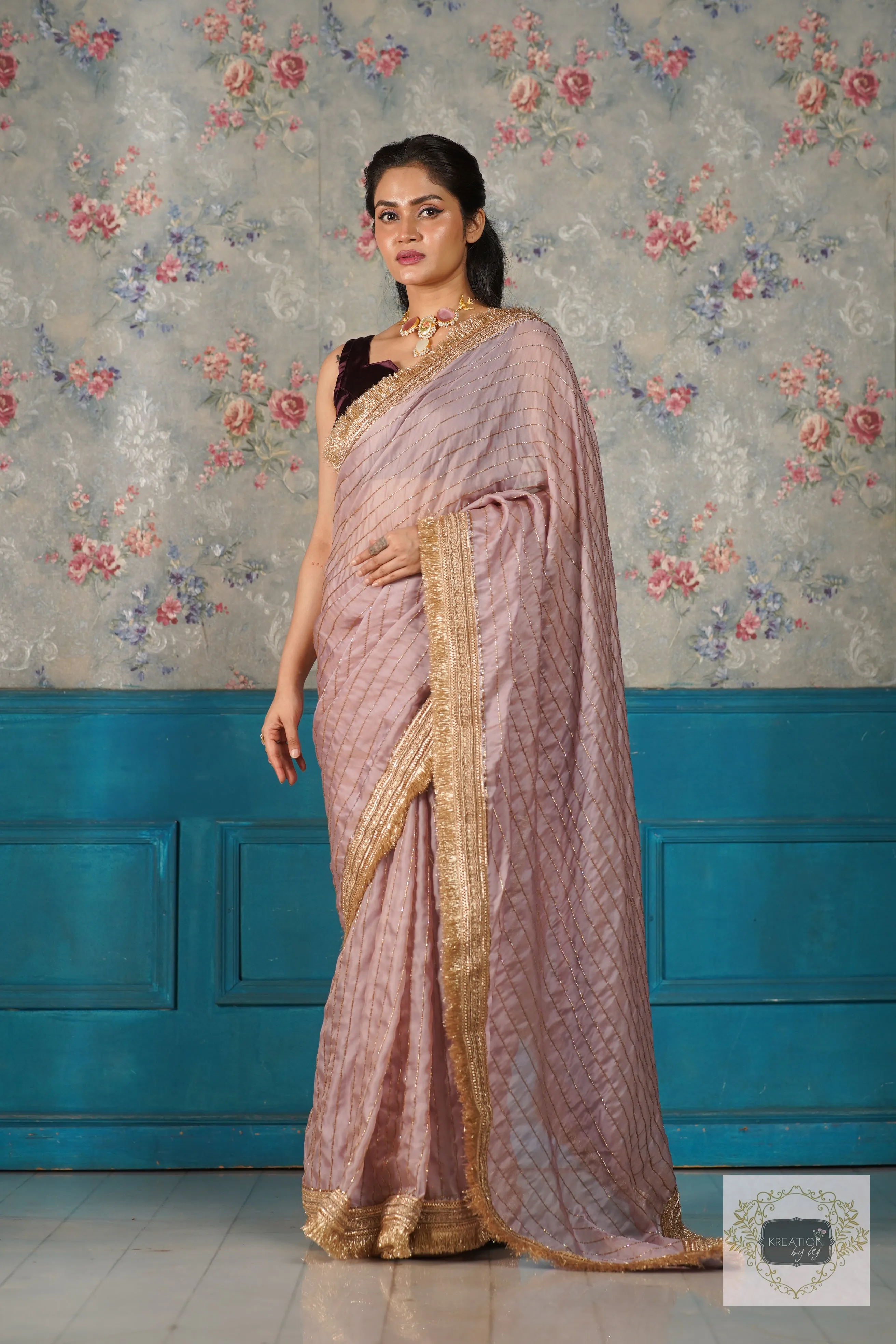 Lilac Noorani Banno Saree