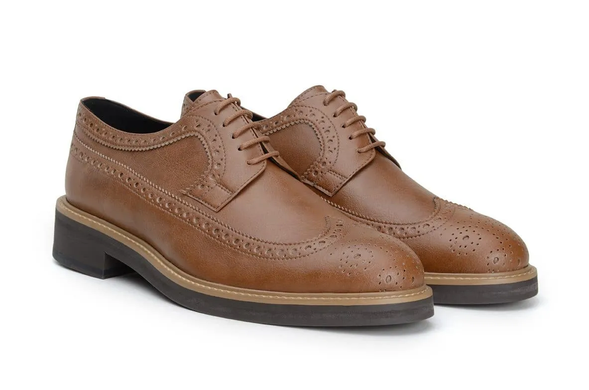 'Longwing' classic brogue in high-quality vegan leather by Brave Gentleman - tan