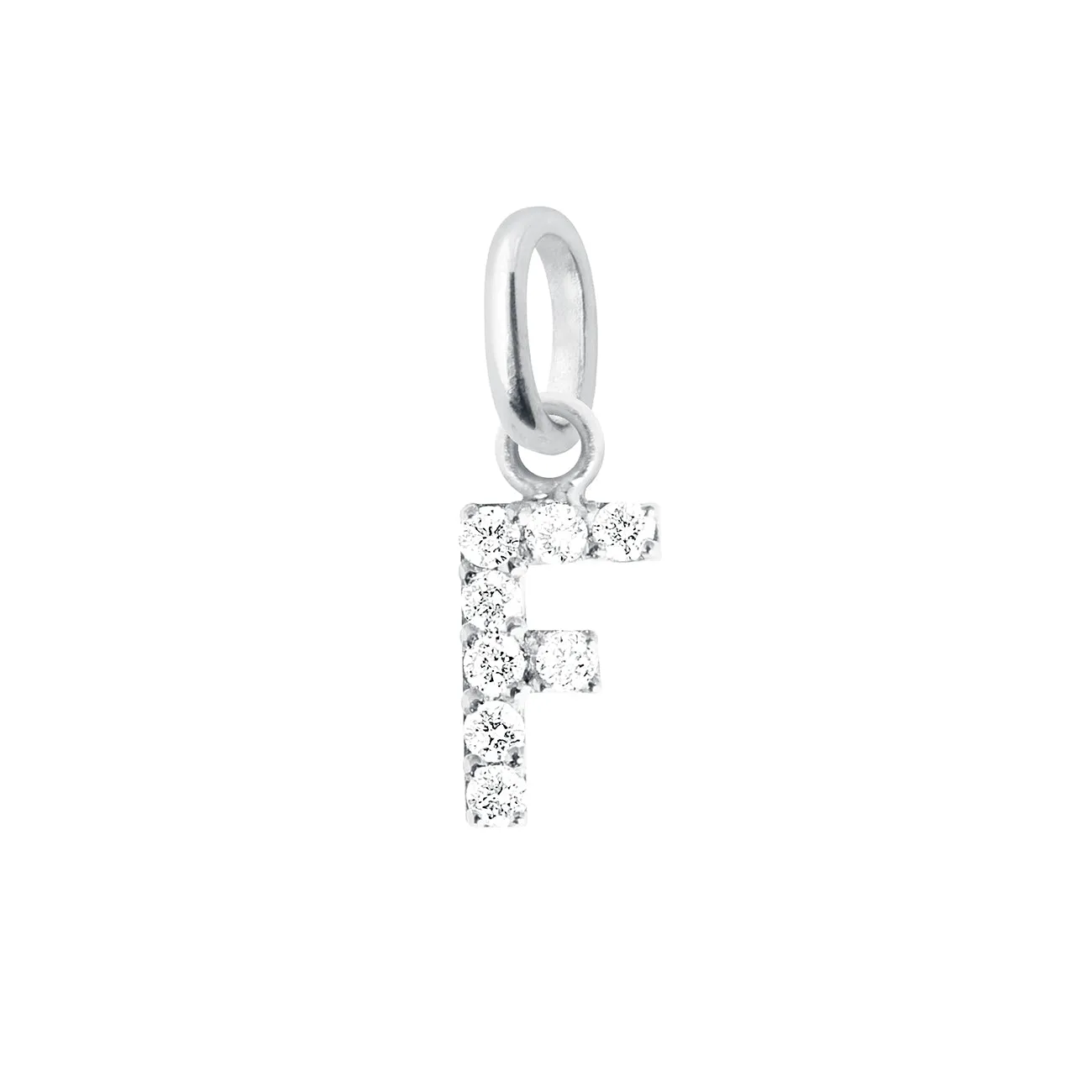 Lucky Letter F Diamond Pendant, White Gold