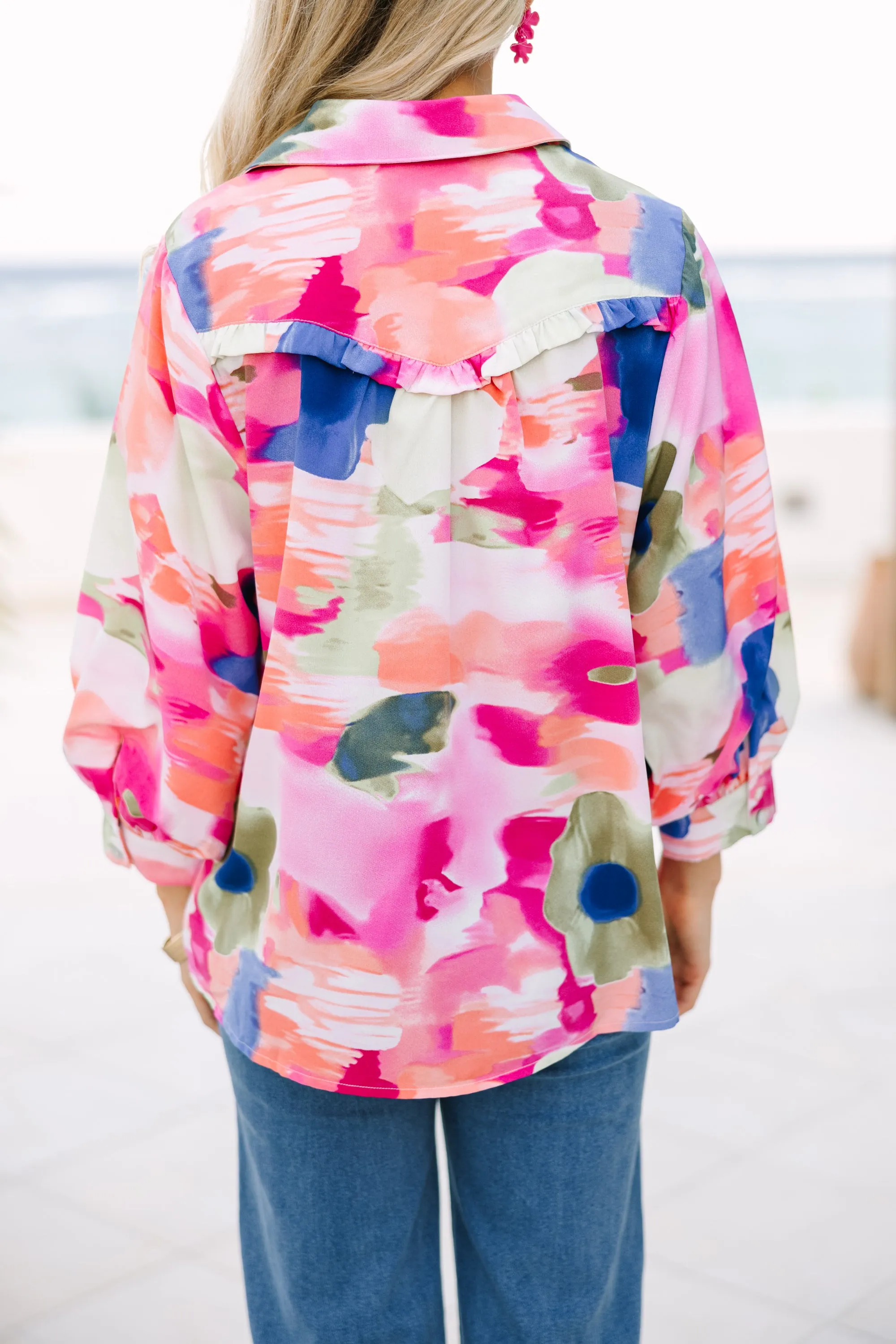 Make You Happy Pink Abstract Blouse