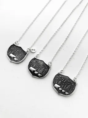 Mama Bear & 1 Baby Bear Shield Family Necklace