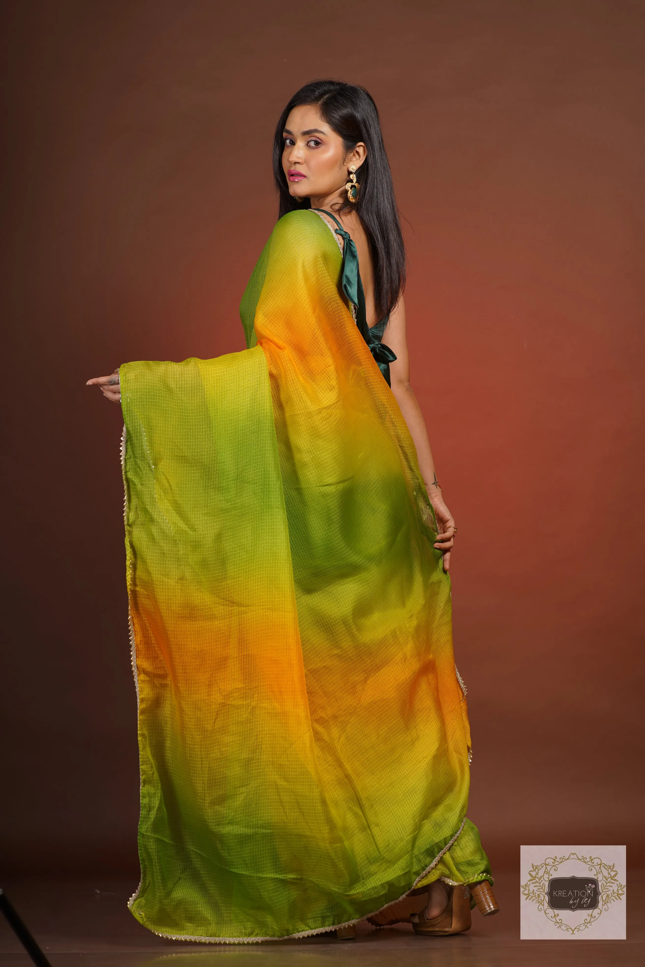 Mango Bite Ombré Kota Silk Saree