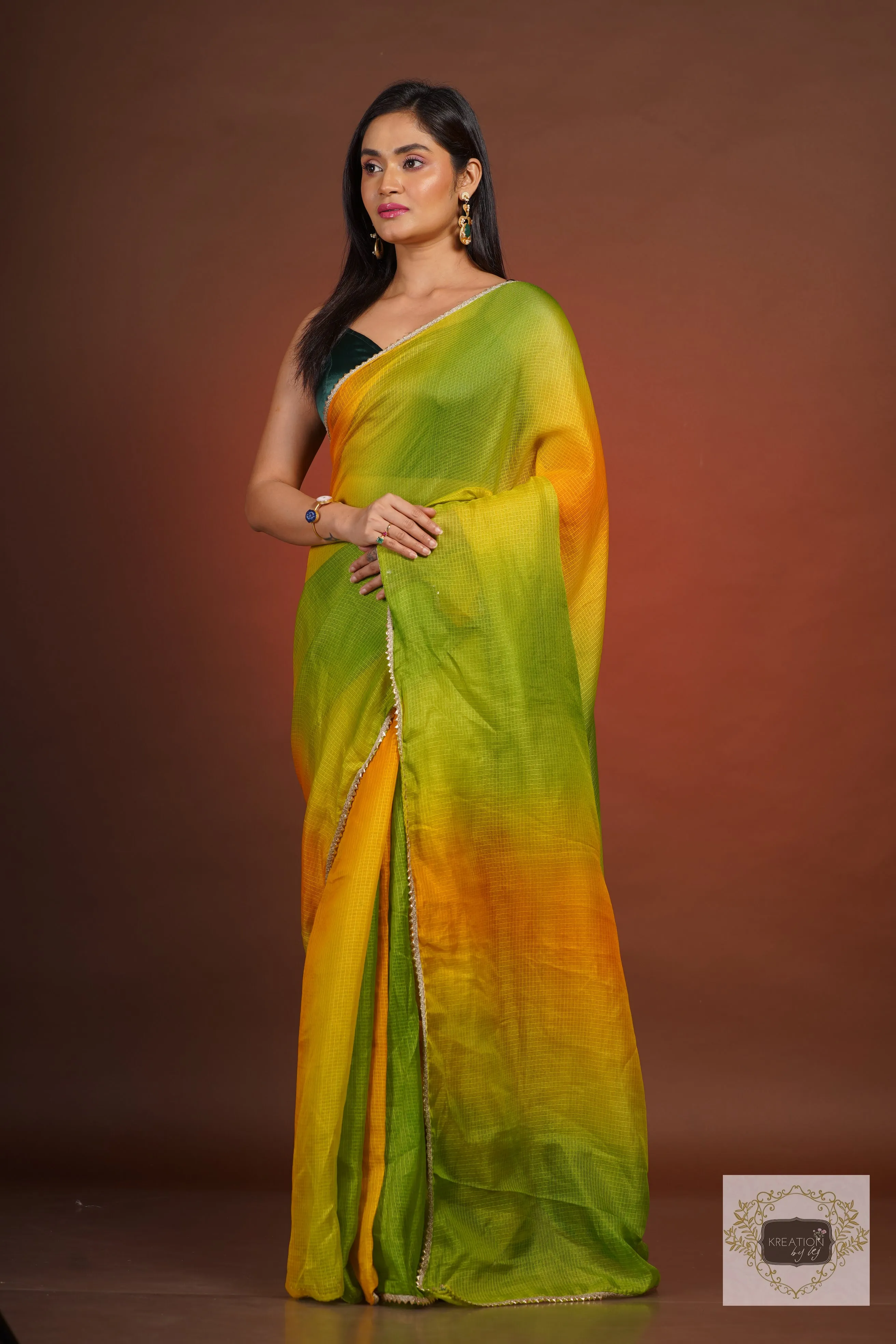 Mango Bite Ombré Kota Silk Saree