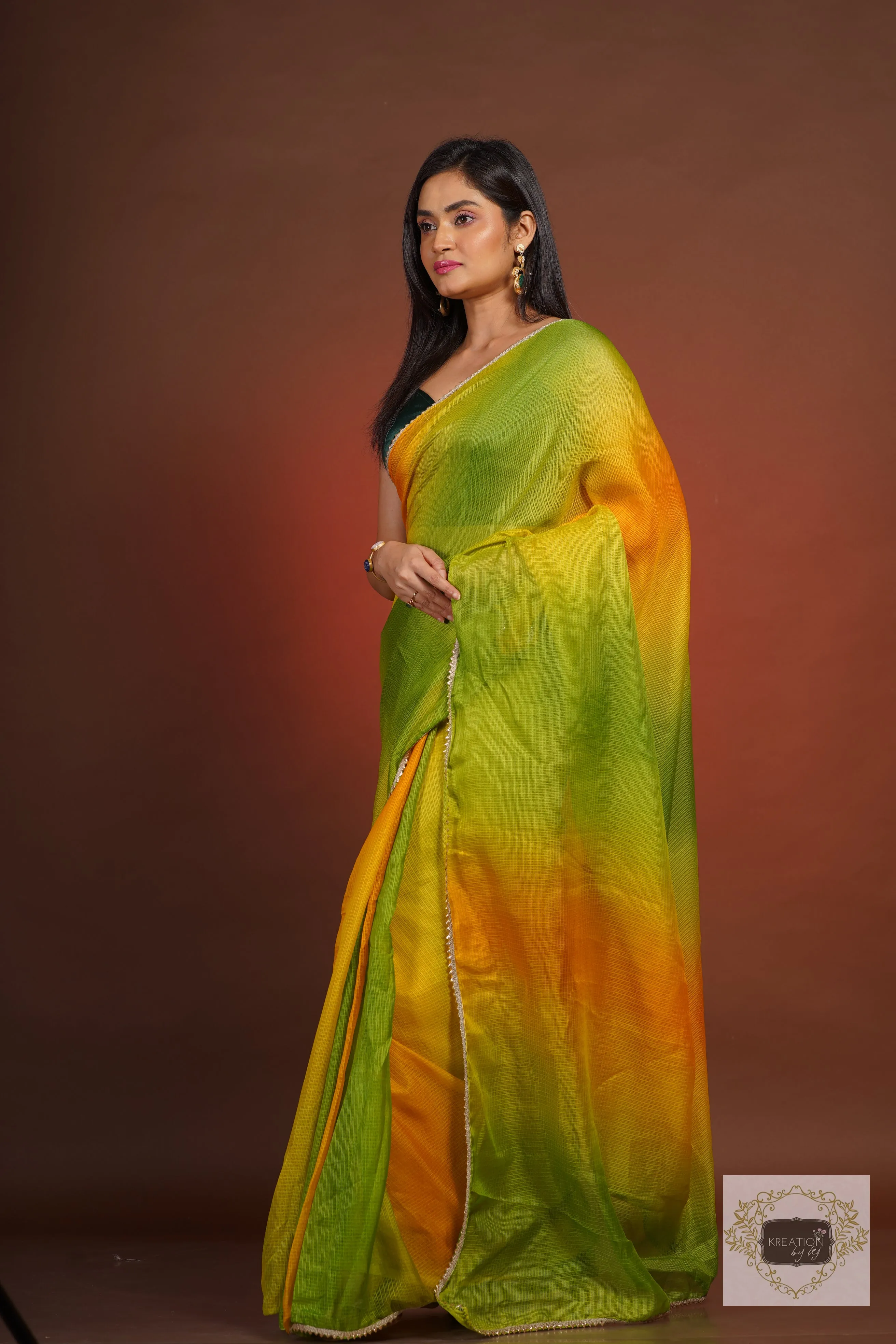 Mango Bite Ombré Kota Silk Saree